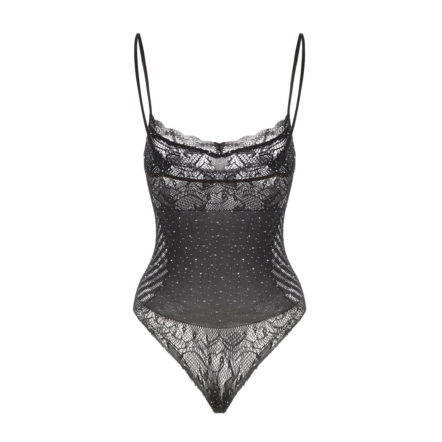 Sexy Luxurious Black Lace Bodysuit with Adjustable Fit for Intimate Occasions
