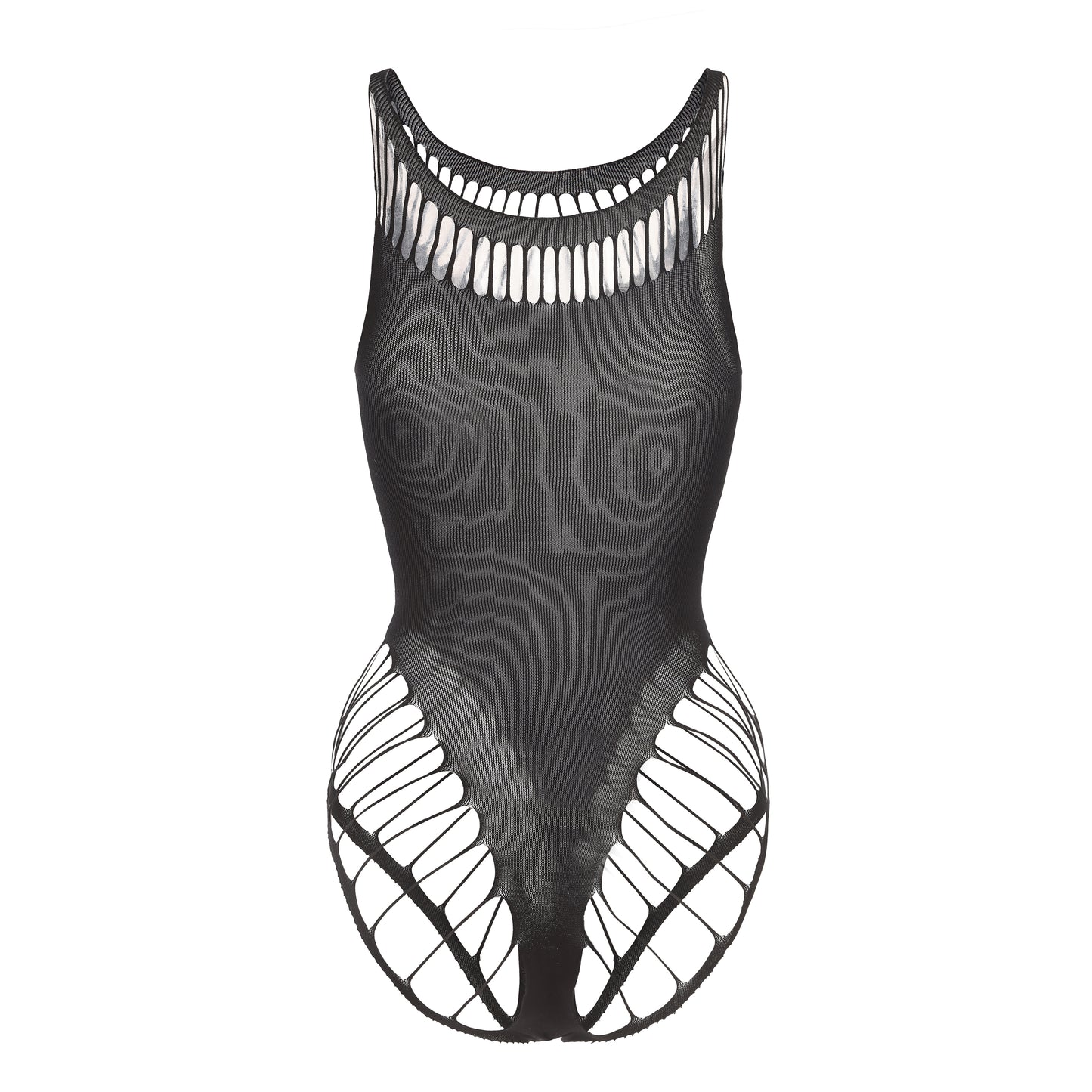 Venus Embrace Strappy Bodysuit – Sleek Black Lingerie with Strappy Back
