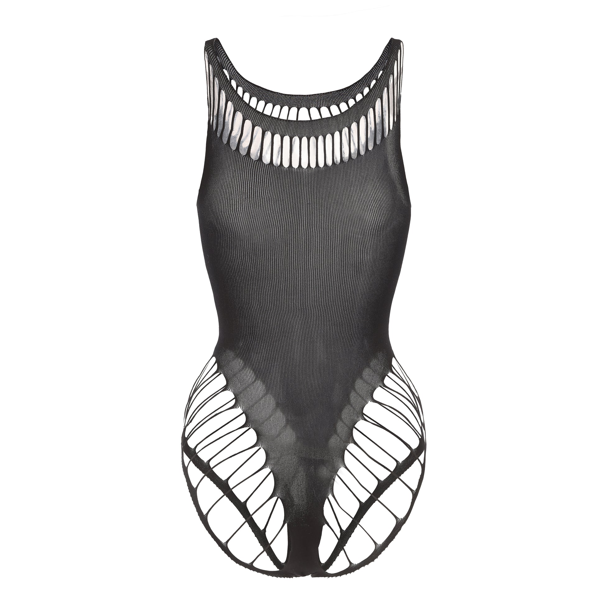 Venus Embrace Strappy Bodysuit – Sleek Black Lingerie with Strappy Back
