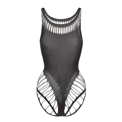 Venus Embrace Strappy Bodysuit – Sleek Black Lingerie with Strappy Back

